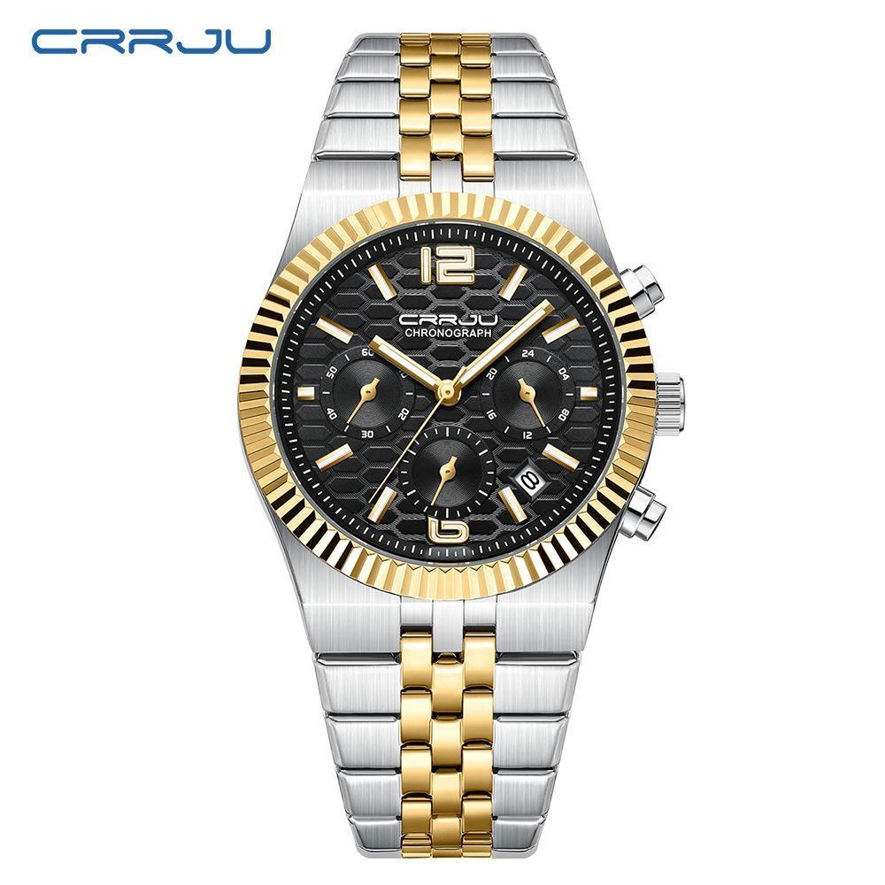 Fashion Business Mens Watches with Stainless Steel Waterproof Chronograph Quartz Watch for Men, Auto Date