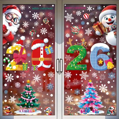 Christmas Stickers, Festive Atmosphere, Green Static Stickers, Window Stickers, Refrigerator Stickers