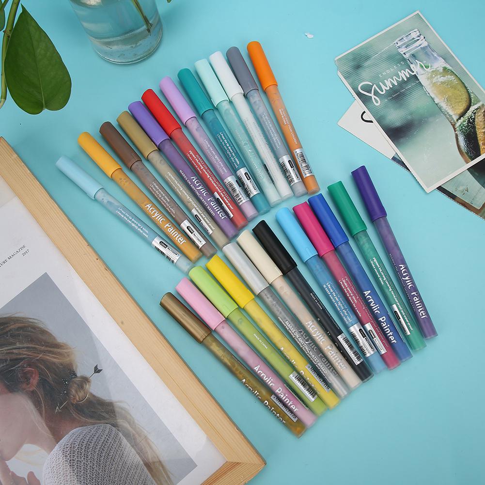 Coloured Acrylic Marker Pen Kit Non Toxic Water Based Painting Drawing Tool(12 Colors )