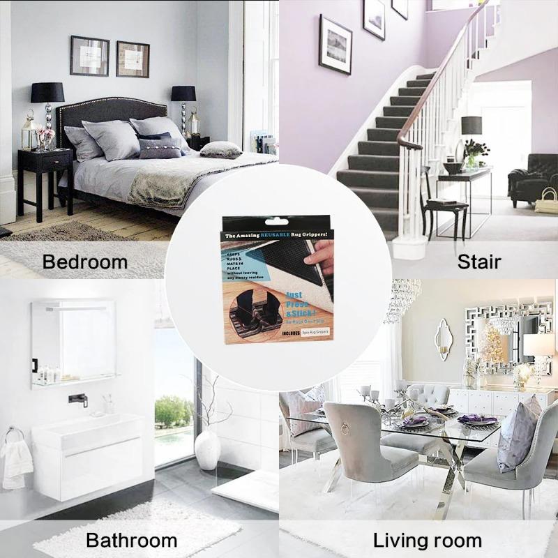 1/4/8 Stück Teppich Anti-Rutsch Aufkleber Für Fliesenboden Teppicheckenpads Wiederverwendbar Waschbar Nano Doppelklebend Fixierte Pads Mattenhalter