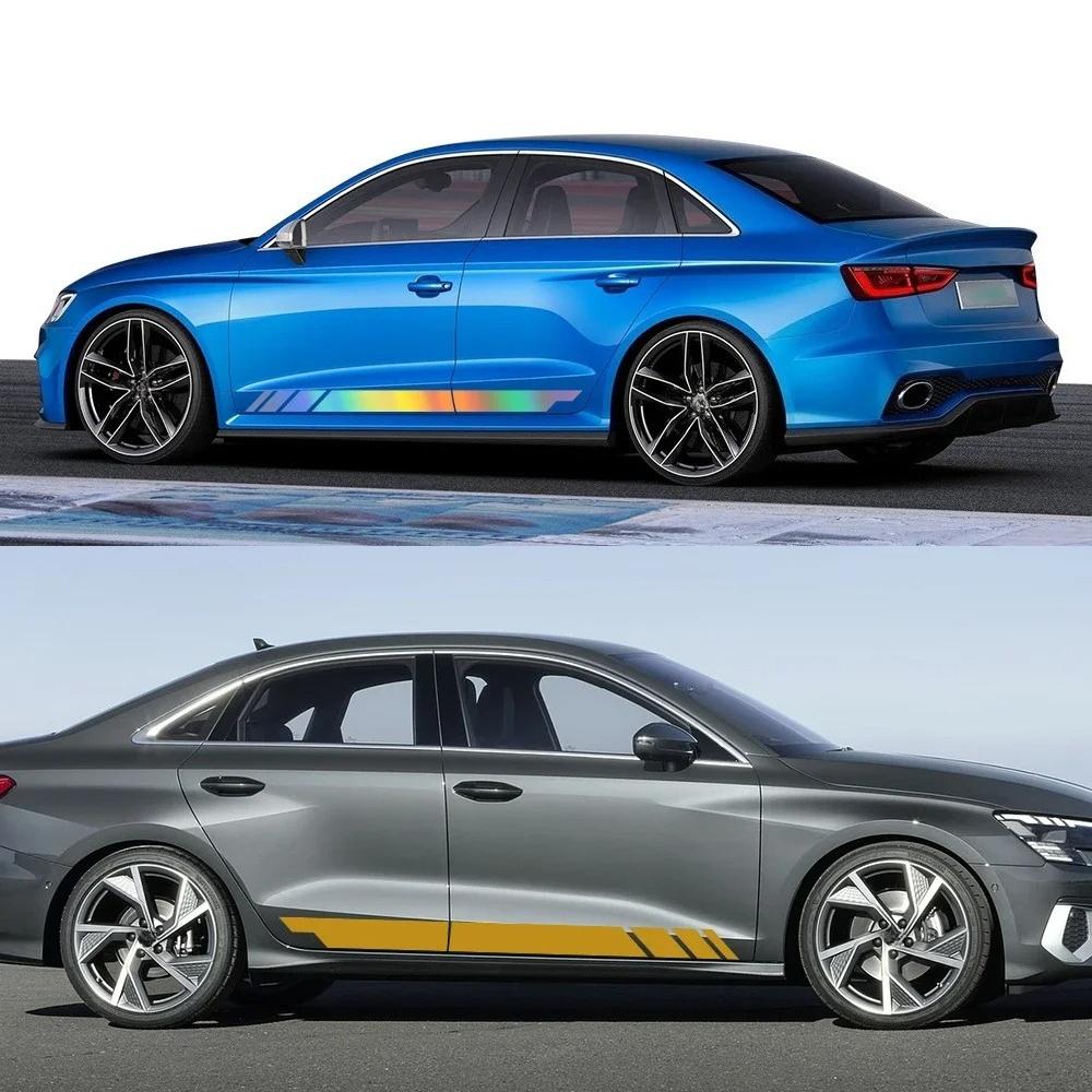 2 Pezzi Decalcomanie Viniliche Laterali per Portiere Auto Per A3 8V 8P 8Y S3 RS3 Berlina Sportback TFSI TDI Striscia Sportiva Adesivi Rivestimenti Accessori Auto