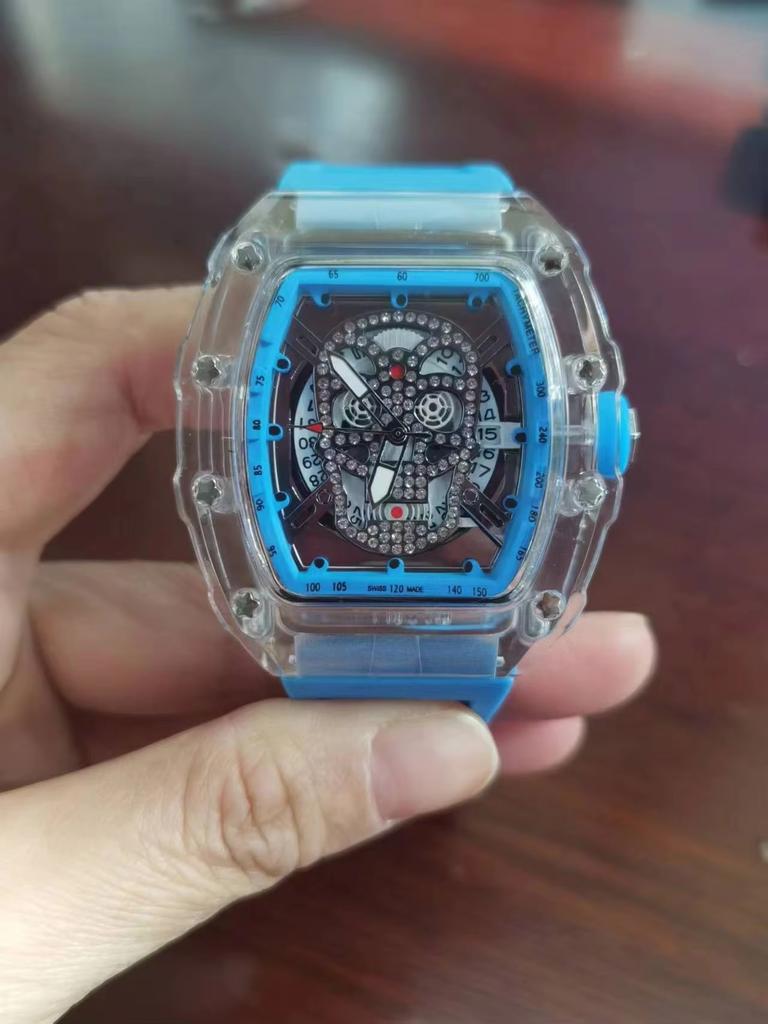 UTHAI L122 Fashion Trendy Men Watch Transparent Ghost Head Wine Barrel Shaped Quartz Watch Creative Clock Gift Watches for Man