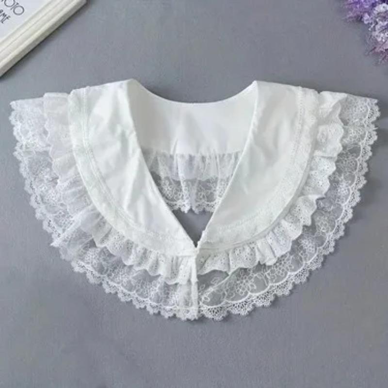 

Черно-белый накладной воротник нишевый дизайн двухслойный с оборками накладной воротник детский универсальный воротник-куколка большой круглый воротник