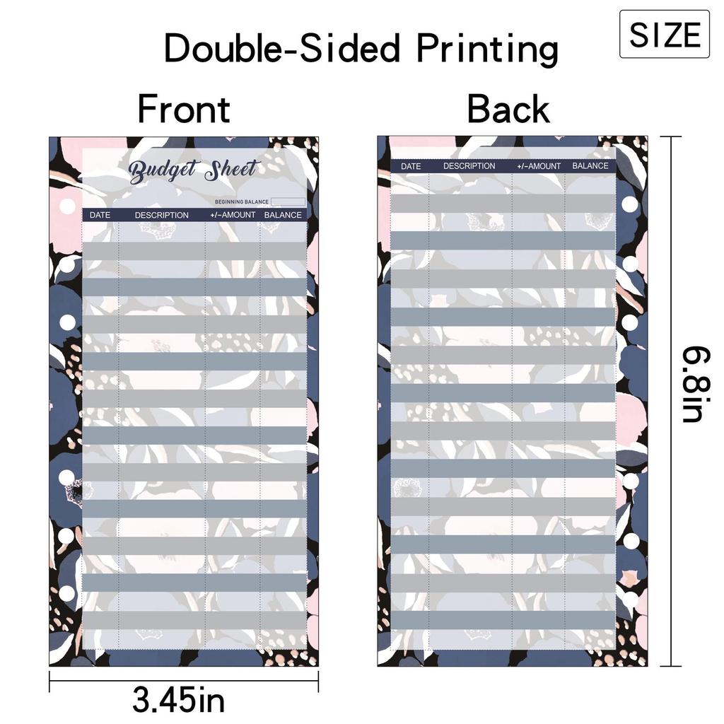 A6 Budget Book Replacement Core: 6-Hole Loose-Leaf Cash Envelope & Consumption Card Paper.