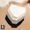 4PCS Seamless Silk Women's Panties Briefs Women Underwear Female Underpants Comfortable Silk Panty Sexy Woman Lingerie