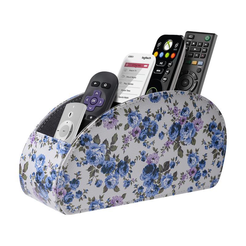 Remote Control Holder with 5 Compartments Faux Leather Desk Organizer TV Remote Storage Caddy Tabletop Holder for Living Room Office Home Use