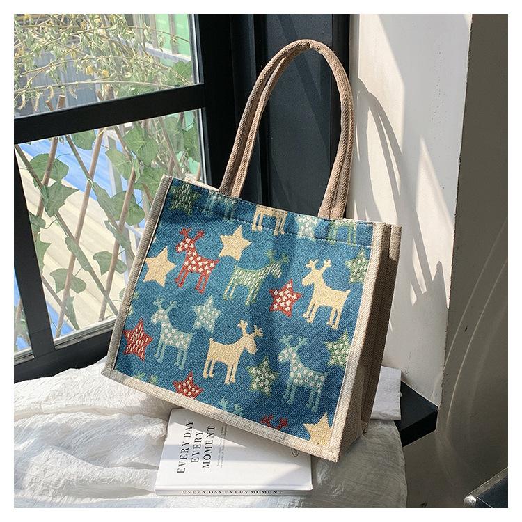 2025 New Canvas Tote Bag Large Capacity Women's Korean Cotton and Linen Commuter Packaging Lunch Box Bag