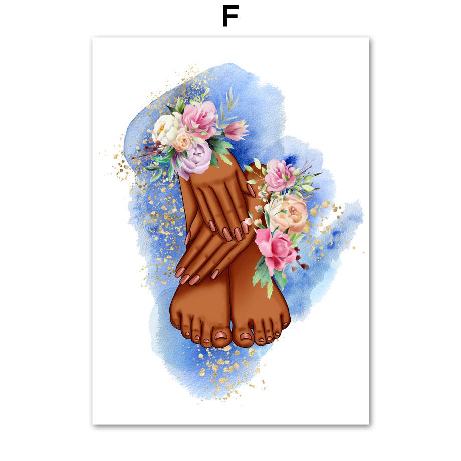 Nail Shapes Girl Hands Flower Nordic Posters And Prints Wall Art Canvas Painting Decor Pictures For Manicure Beauty Salon Room