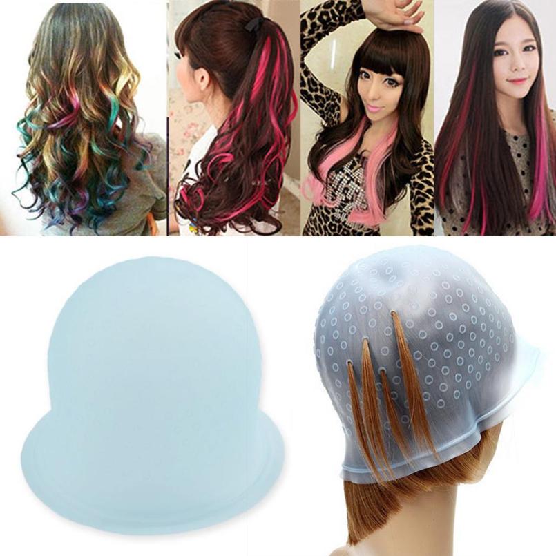 Reusable Hair Colouring Highlighting Dye Cap Hat Hook Silicone Hair Coloring Highlighting Cap + Hook