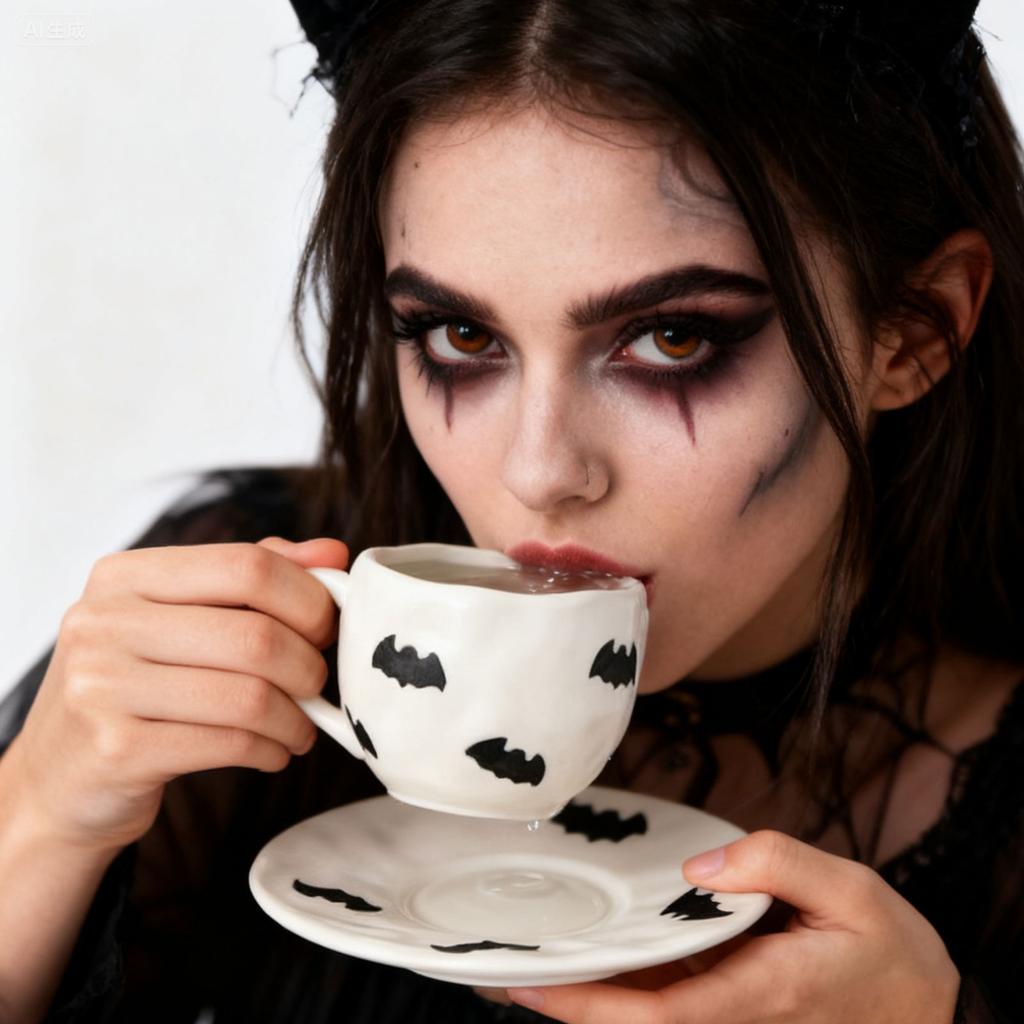 Creative Halloween-themed Ceramic Cups And Saucers Irregular Personalized Coffee Cups Coffee Saucers   Pattern Cups