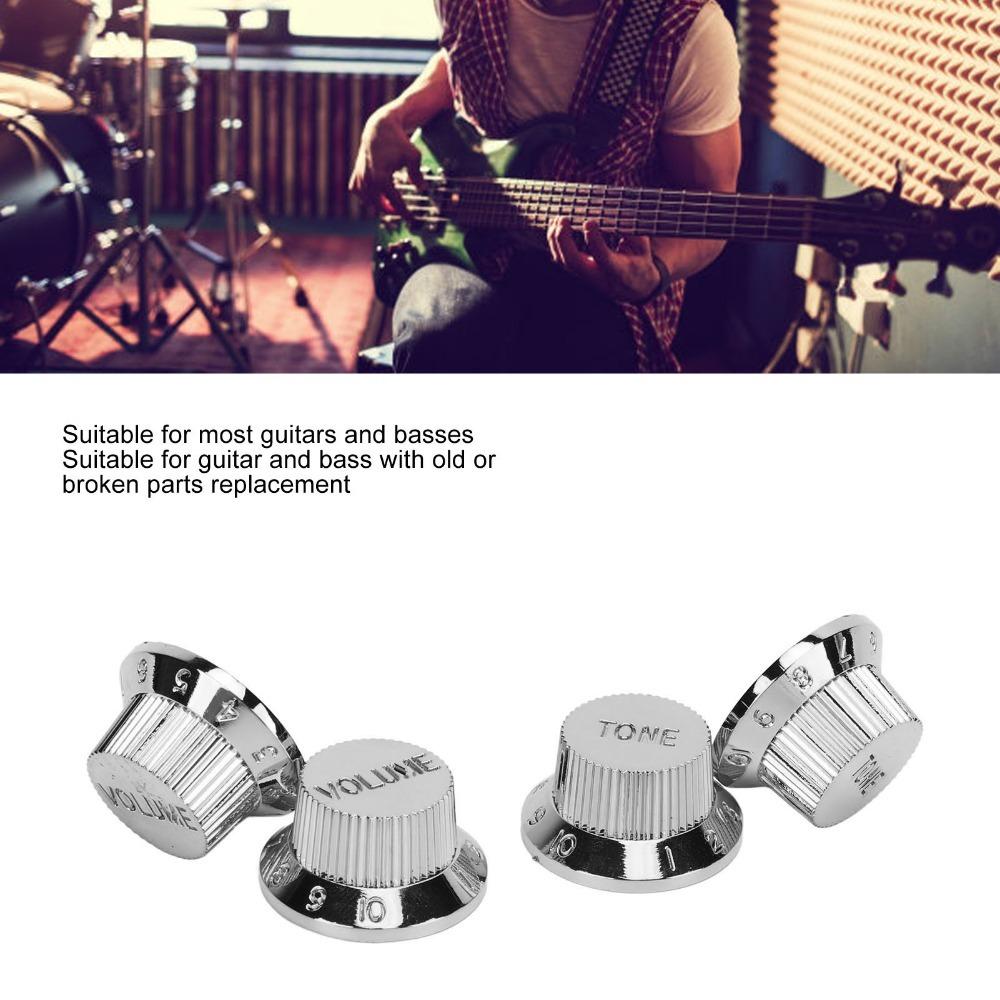 4PCS Polymer Electric Bass Volume Toning Control Knob Speed Control Knobs Electric Guitar серебряный