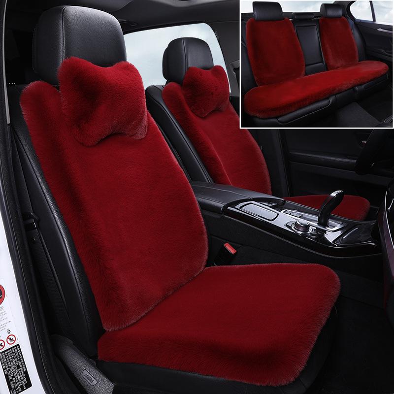 Winter Rabbit Fur Wool Heated Car Seat Cushion - Non-slip, Warm, for Single Seat with Small Waist Support