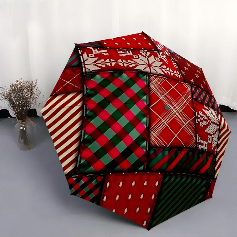 1pc Holiday Patterns Open/Close Folding Umbrella, All- Portable Umbrella for & Men, Stylish Accessory (Holiday Gift) 8-Rib Yy251213154