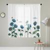 2pcs HD Digital Blue Sunflower Printed Window Screen Home Decorating Style Decorative Living Room Bedroom Rodding Curtain Effect