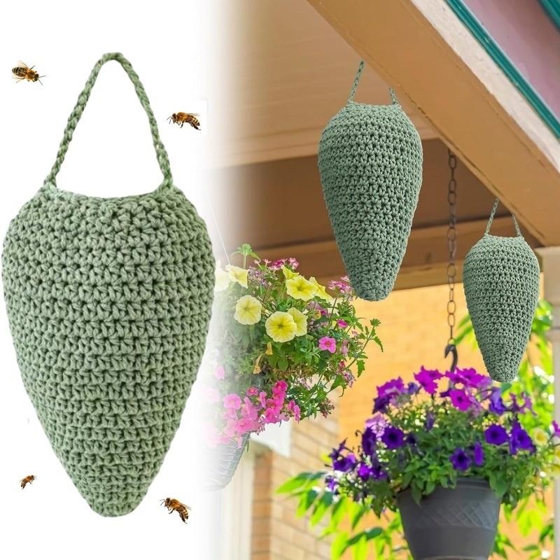Large Crochet Wasp Nest Decoy Garden Hanging Fake Bee Hornet Hive Wasp Deterrent