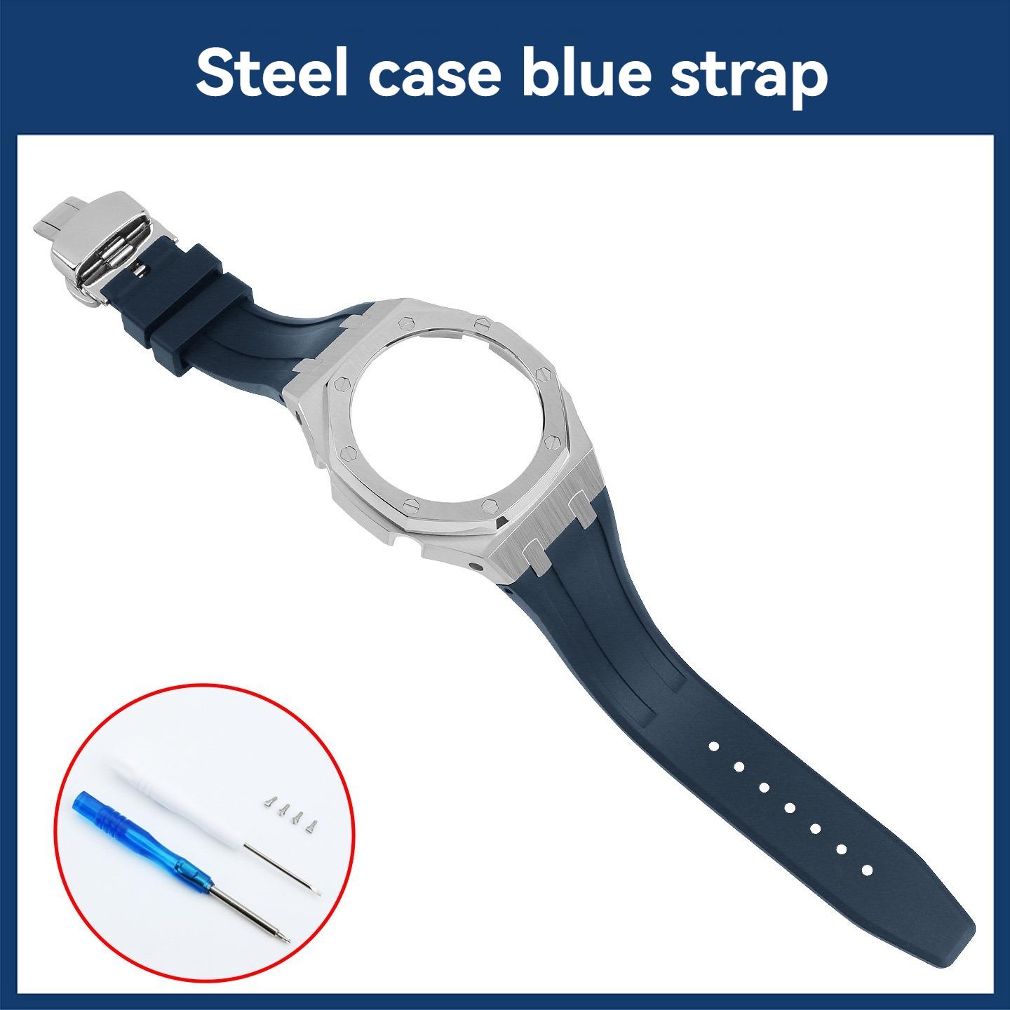 

GA2100 Stainless steel Case &Silicone Strap Mod Kit For Casio GA-2100/2110 GA-B2100 DIY Watch Metal case bezel With Screws Corre GA-2100