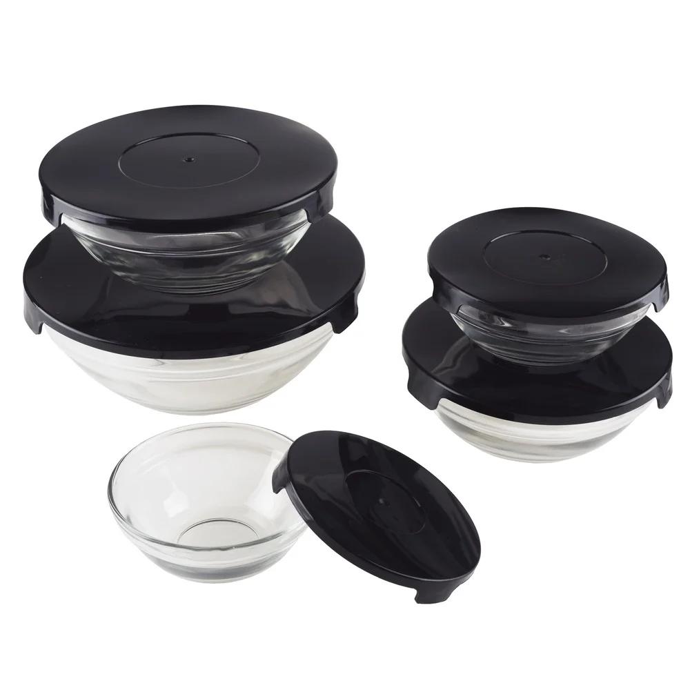 Glass Food Storage Containers with Snap Lids- 10 Piece Set by  Black)