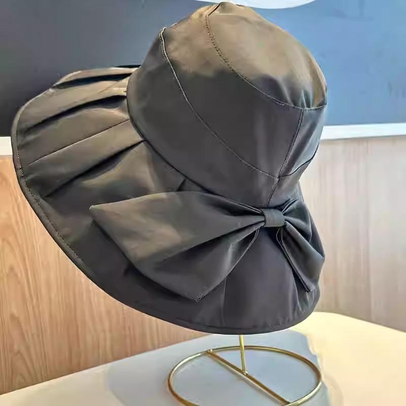

Универсальная шляпа в стиле минимализма с бантом, женская шляпа от солнца, шляпа рыбака чёрный