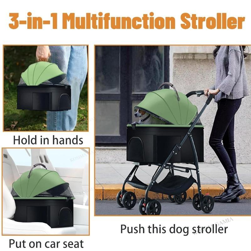 3-in-1 Pet Dog Stroller, Dog Wagon with Removable Carrier, Cat Stroller for Medium Dogs Up To 55lbs, Easy Foldable Pet Stroller