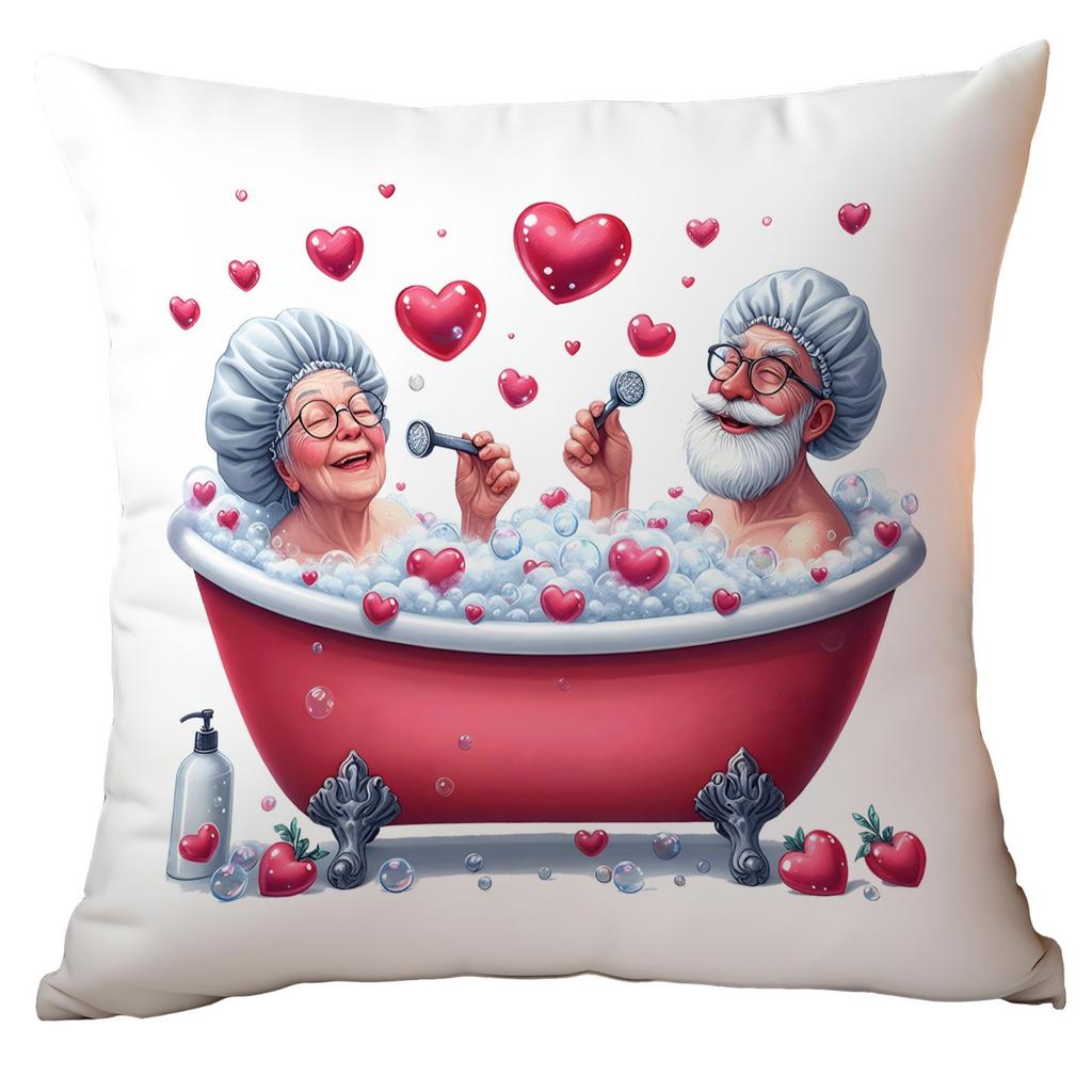 New Valentine's Day Pillow Cover Fun Watercolor Valentine's Day Old Couple Push Cover Home Cushion Cover