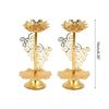 2Pcs Golden Silk Hollow Lotus Candle Holder Ghee Lamp Butter Lamp Holder Candlestick for Buddha Buddhist Temple Home Decor