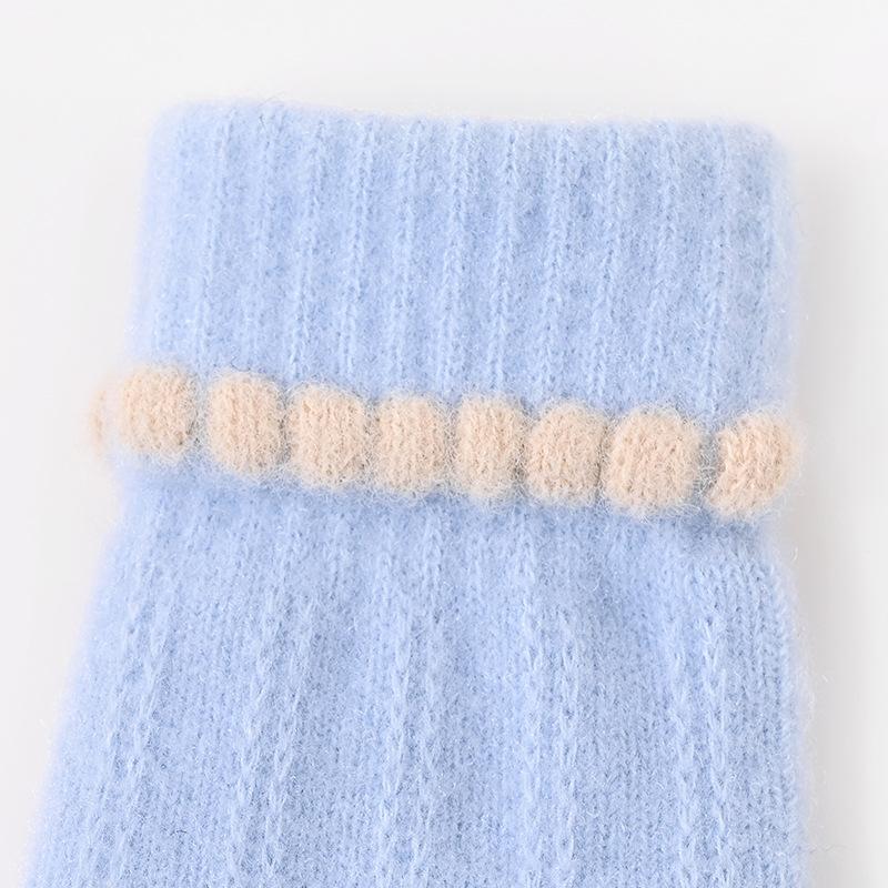 New Gloves Women's Winter Velvet Thickened Warm and Cold-proof Outdoor Touch Screen Student Riding Motorcycle Knitted Gloves