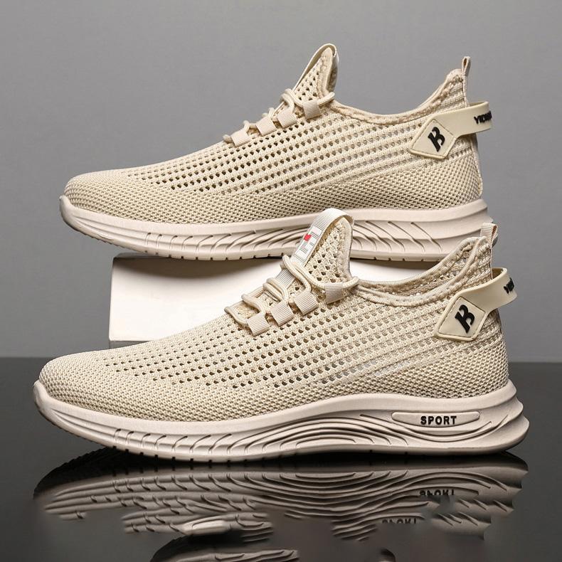 Men's Flyknit Sports Shoes Casual Mesh Breathable Single Shoes Lace Up Sneaker Running Shoes 39-44