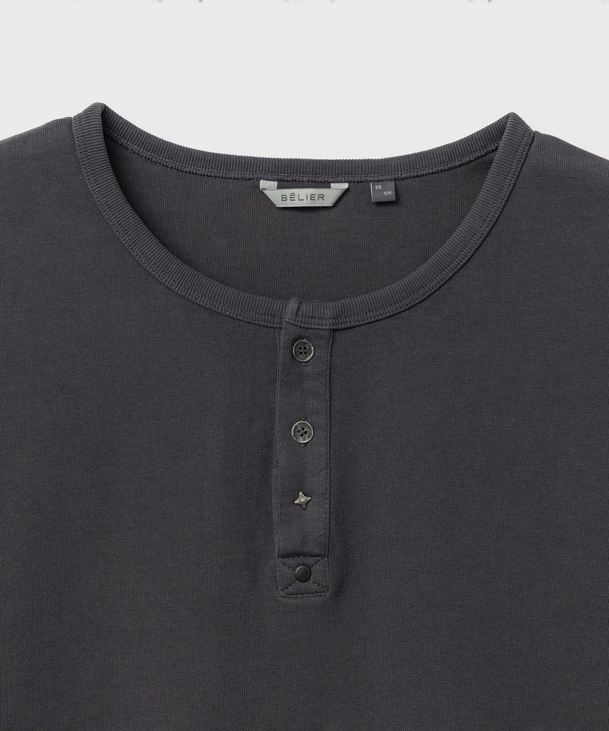 Bellie Variant Henley Neck T-Shirt - Washed Charcoal