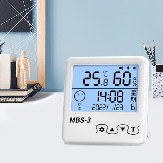Elektronisk Termometer Hygrometer LCD-skjerm Innendørs Utendørs Digital Fuktighetsmåler Temperaturmåler Måler Multifunksjonell Kalender Vekkeklokke