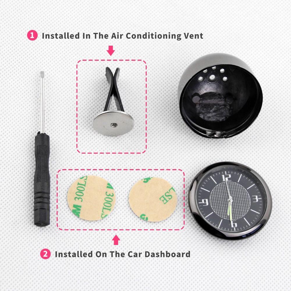 Mini velikost do auta Hodiny Kulatý design Quartzové hodiny Univerzální pasování Digitální hodinky Autopříslušenství