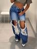 FR870404 European & American Classic Ripped Loose Fit Jeans