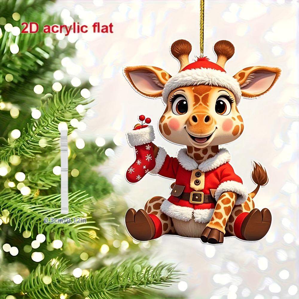2D Flat, 1pc Cute Giraffe Acrylic Ornament - Christmas, Halloween, New Year, No Power Hanging Decoration, Indoor/Outdoor Holiday Home Decor, Exquisite