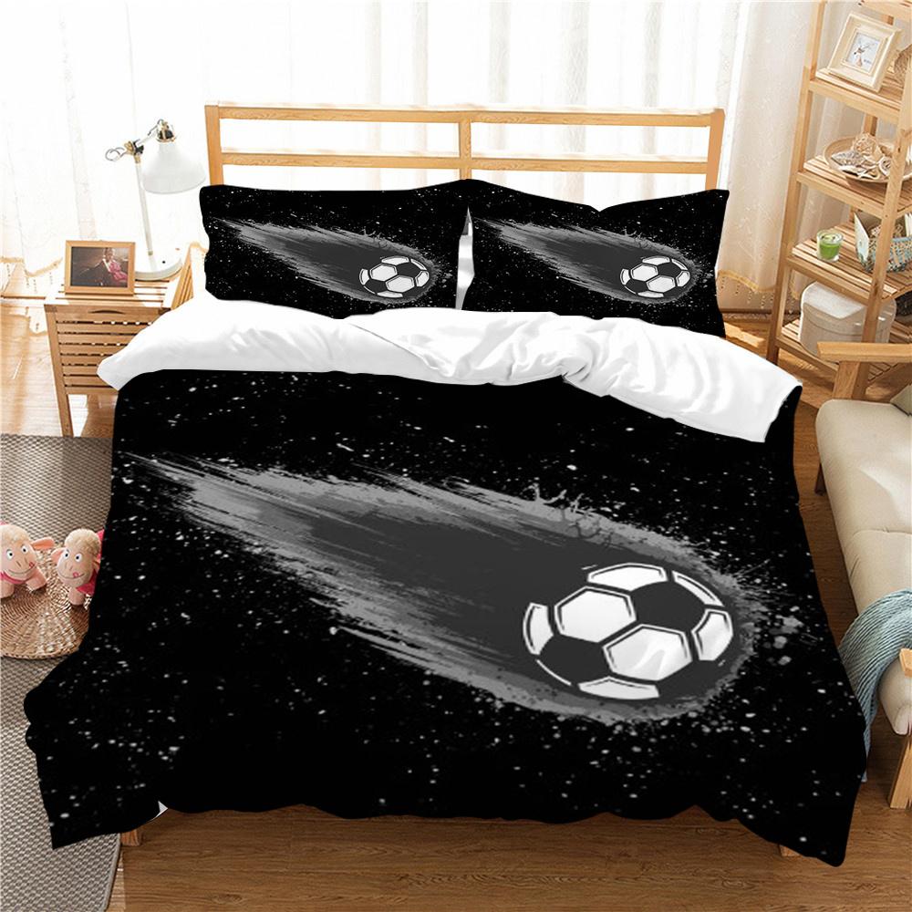 Hot Sell Fashion 3D Creative Bedding Suit Football Quilt Cover Luxury Bed Set Soccerl Home Bedroom Bed Decor Microfiber Soft Duvet Cover
