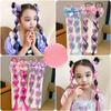 40cm Little Pony Gradient Colorful Bubble Braids Wig Children Girl Bowknot Ribbon Hair Rope Hair Extension