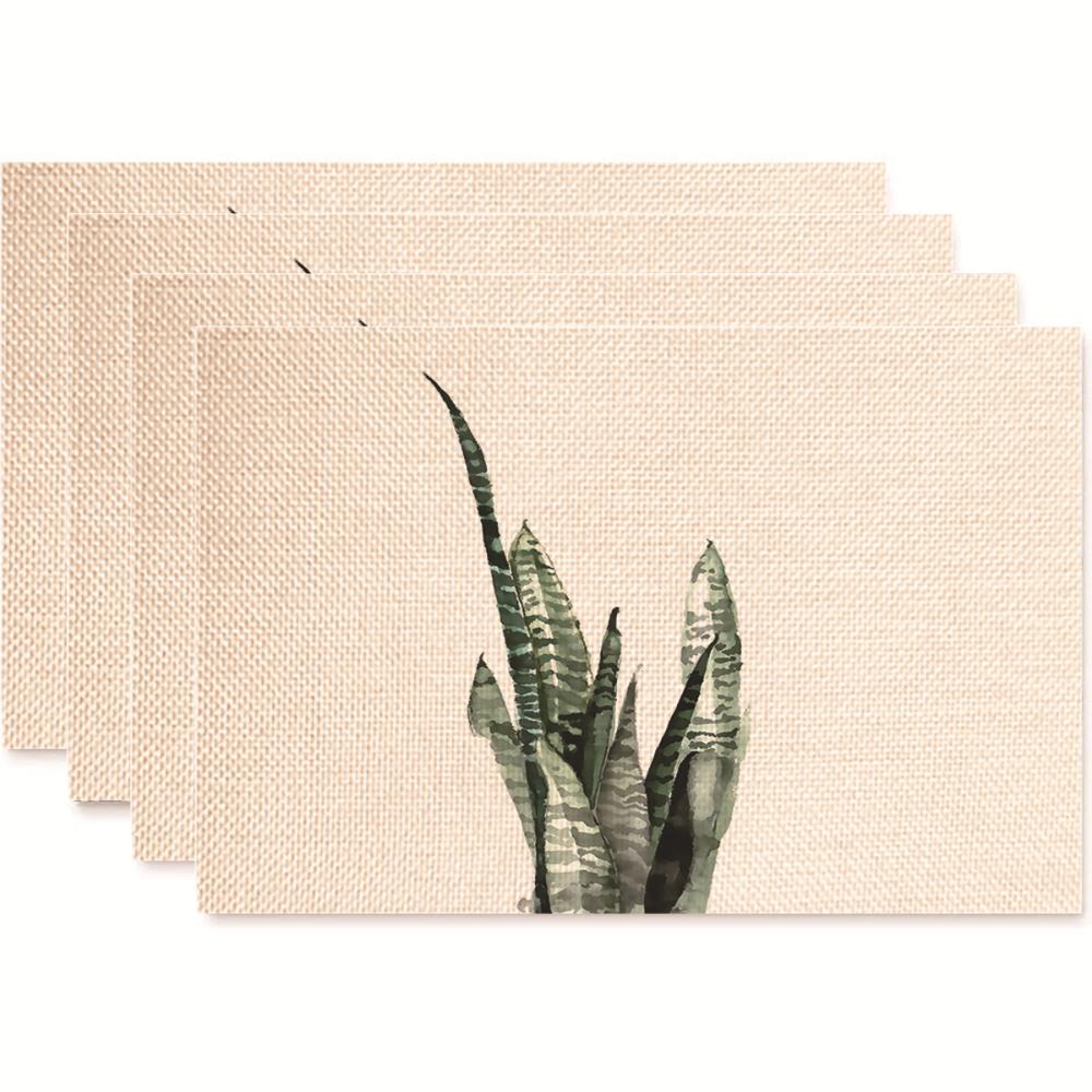 Monstera Design Linen Placemat Heat Resistant Dining Table Mats for Plant Lovers Horticultural Theme Tableware Mats Daily Use