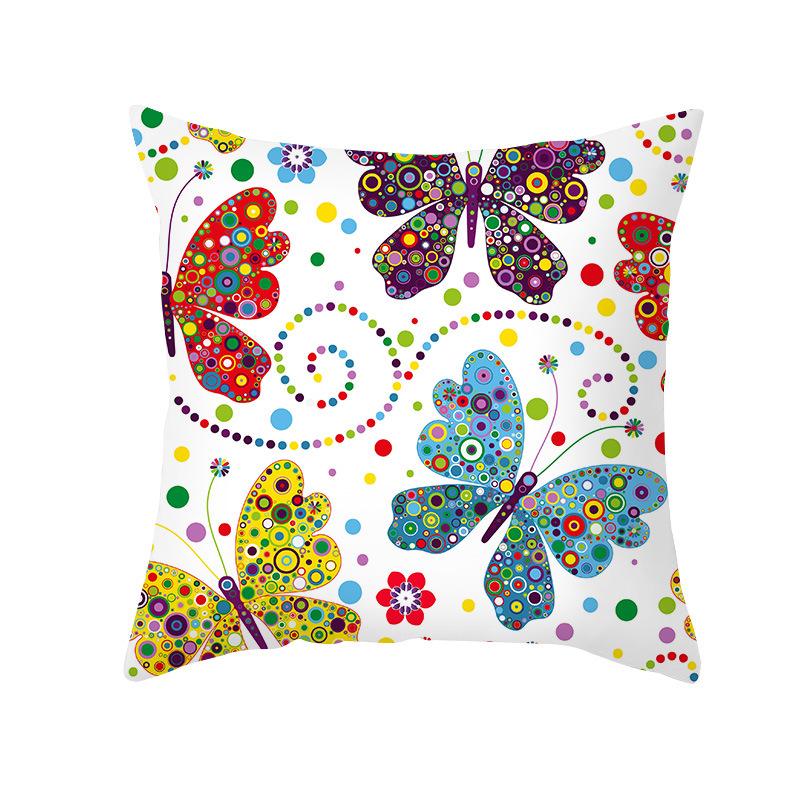 Colorful Butterfly Series Sofa Pillow Cover Nordic Peach Skin Print Office Cushion Pillow Cover Home