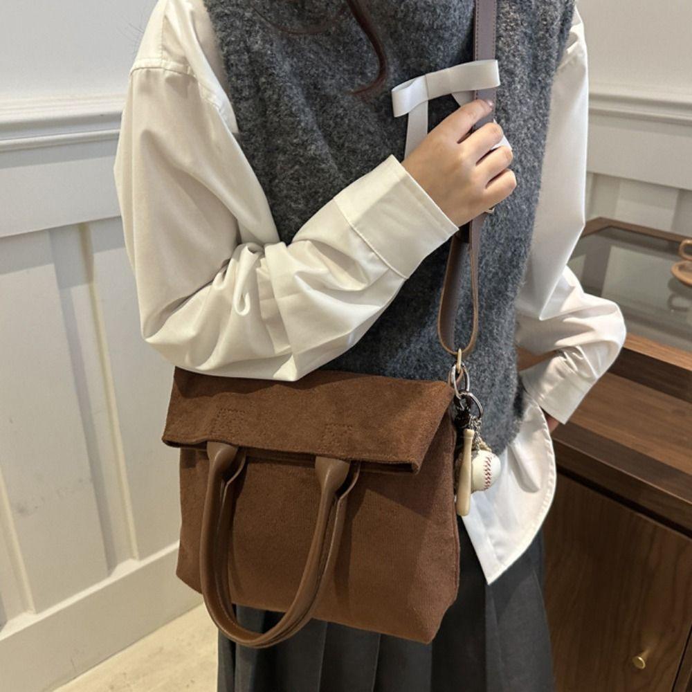 Brown Vintage PU Crossbody Bag Handbag Female Tote Bag Creative Suede Velvet Shoulder Bag Outdoor