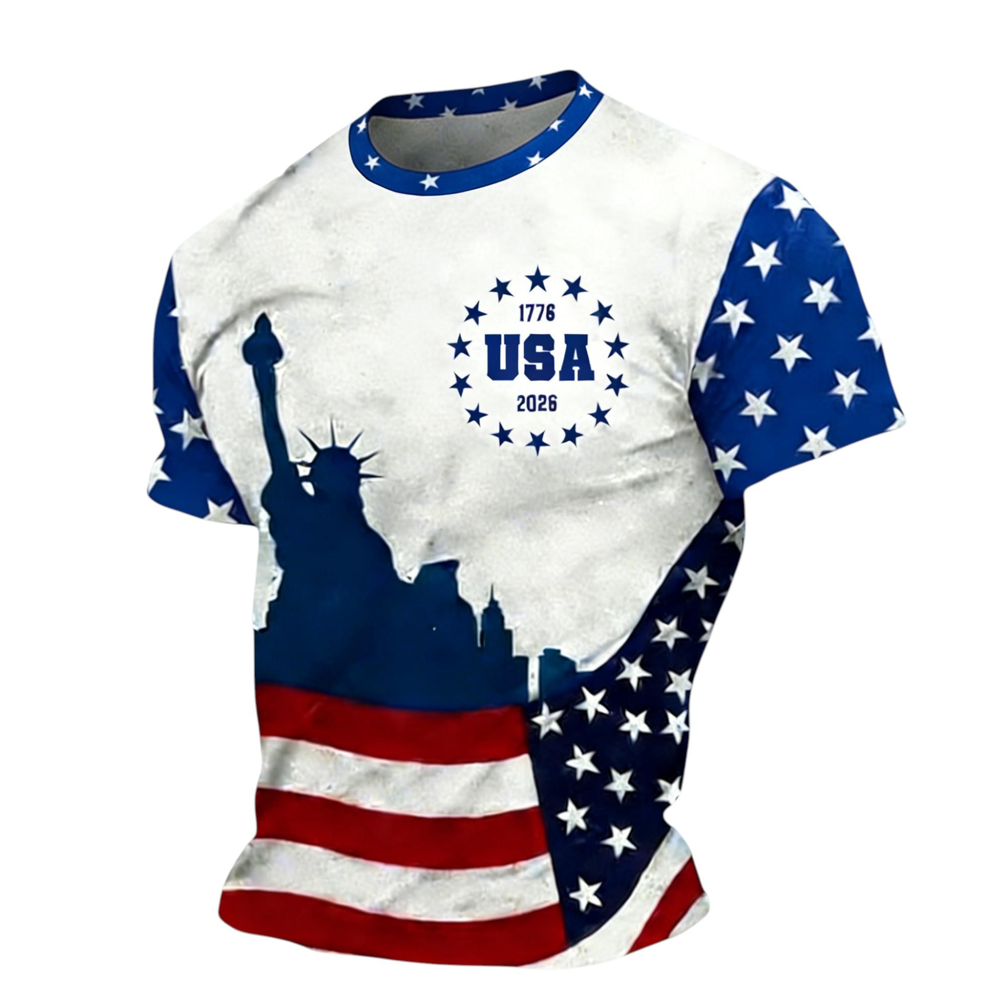 

Мужская повседневная футболка с круглым вырезом и коротким рукавом L синий