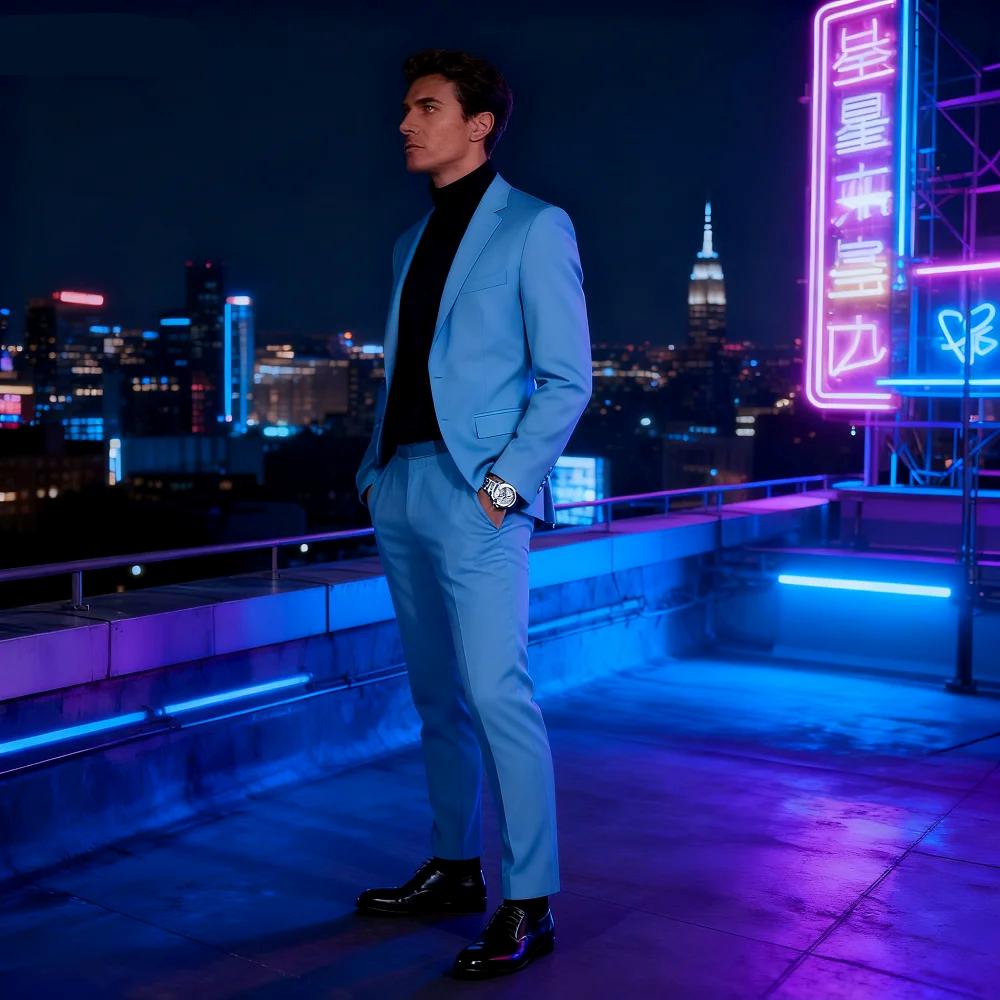 High Quality Men Suits Yellow Single Breasted Skinny 2 Pieces Jacket Pants Set Formal Wedding Outfits Costume Homme