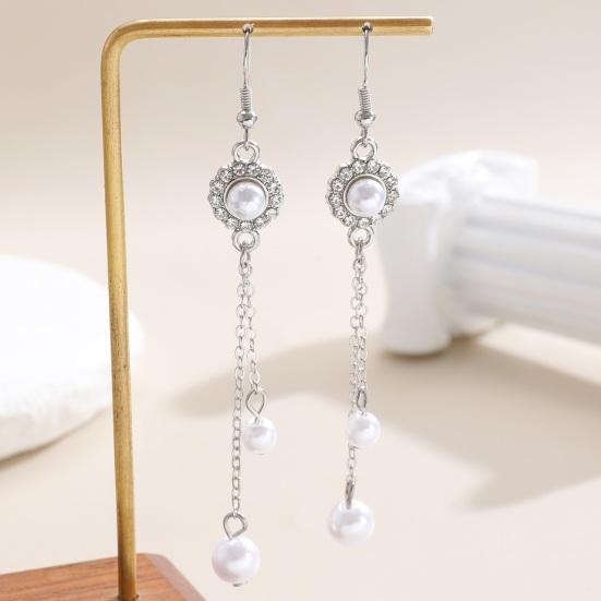 3Pcs/Set Women Jewelry Set Rhinestones Inlaid Imitation Pearls Charm Necklace Drop Earrings Bracelet Set Dating Commuting Jewelry Set
