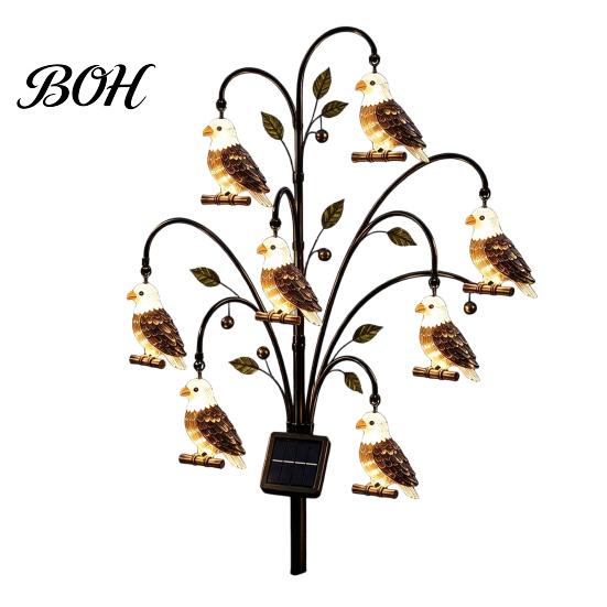 Metal Home And Garden Art Solar Bird Light, Decorative Outdoor Yard Stake Decor for Balcony Weather Resistant Statue Light Lawn Patio Pathway Backyard