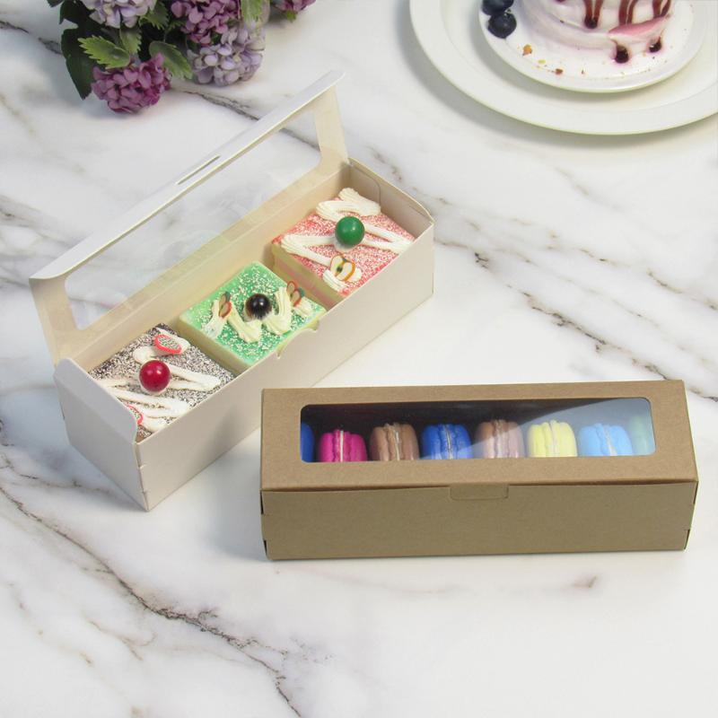 5/10 Peças Caixa de Papel Kraft para Macaron Bolo Biscoitos Embalagens para Bolos da Lua Caixas de Embalagem Casamento Aniversário Lembrancinhas Festival Pacote de Presente