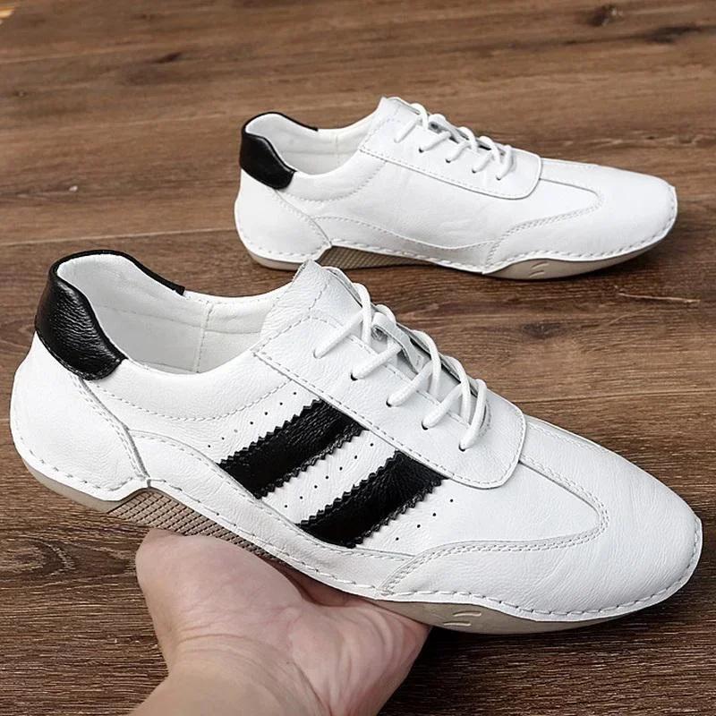 Men Genuine Leather Sports Sneakers Male Casual Sports Shoes Men Office Business Work Shoes Jogging Shoes 