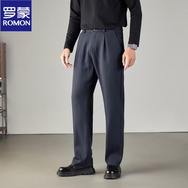 ROMON Men s Tencel Linen Straight-Leg Casual Pants 34