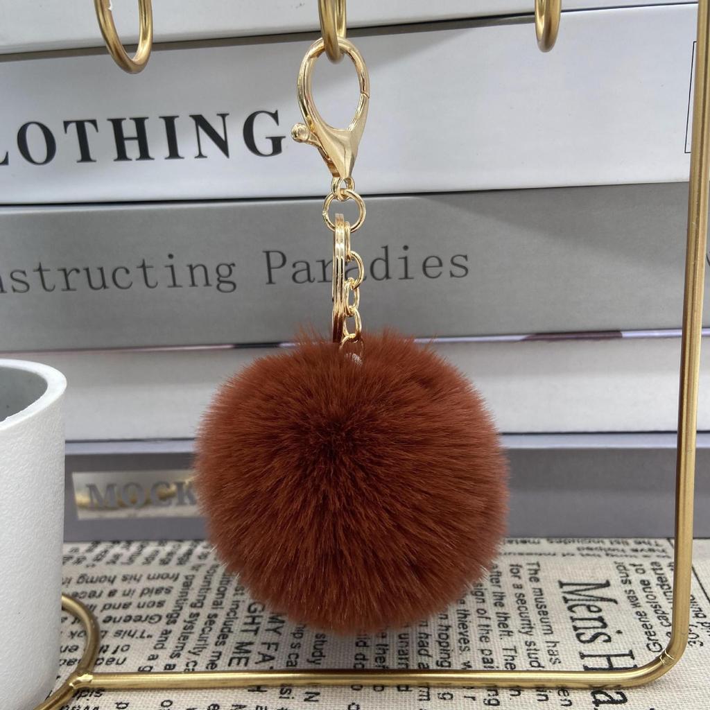 Auf Lager 8cm Kunstkaninchenfell Pompom Schlüsselanhänger - Plüschkugel Anhänger für Taschen und Kleidung