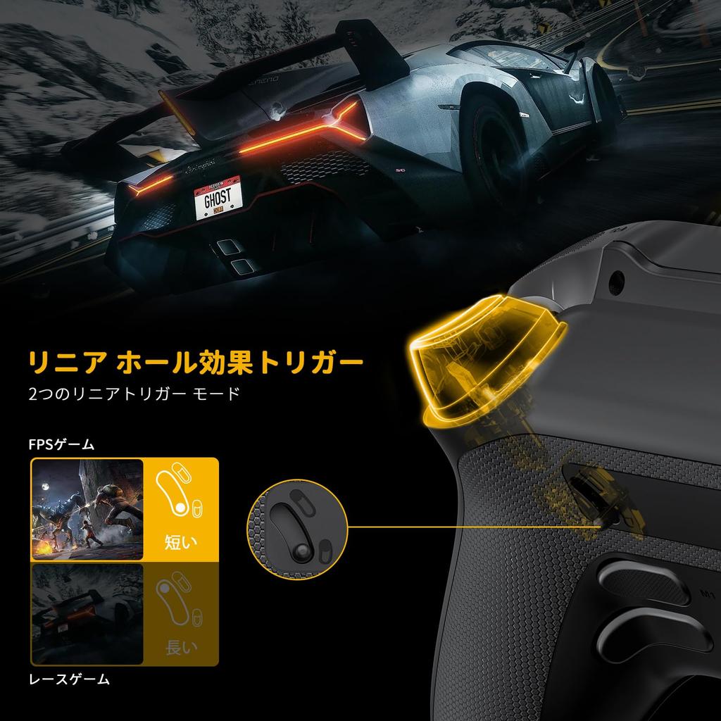 ManbaOne V2 PC Controller with LCD Switch 2 Hole Hole Rapid Fire Compatible with Switch and 1800mAh 4 Back Wired or Wireless Connection Multi-Function