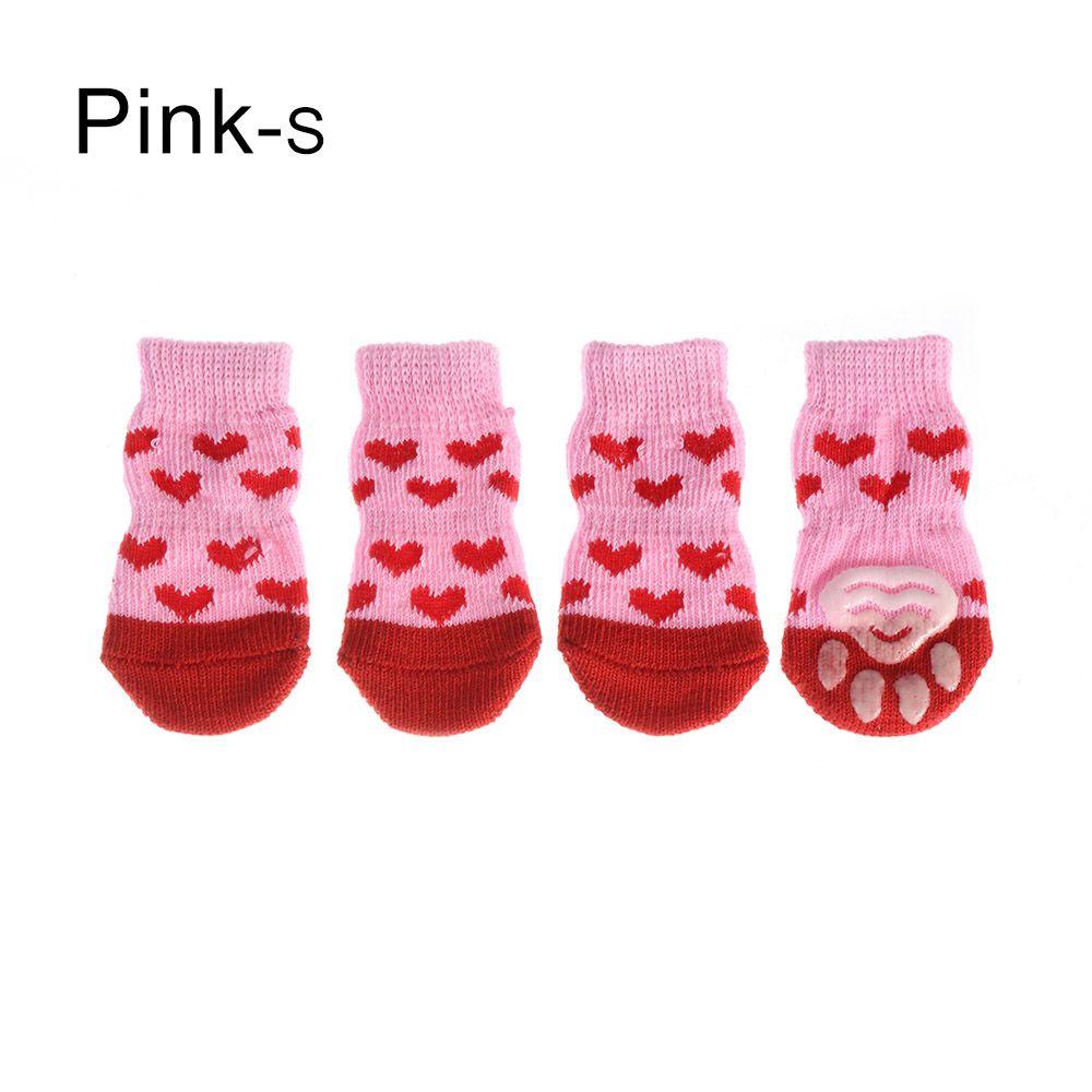 4Pcs/set Paw Protectors Candy Color Pet Supplies Puppy Boots Anti-Slip Dog Shoes Knitted Socks