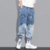 Spring Autumn Jeans Men's Letter Print Graffiti Harem Jeans Loose Cartoon Graffiti Drawstring Trousers Hip Hop Casual Streetwear Jogging Pants