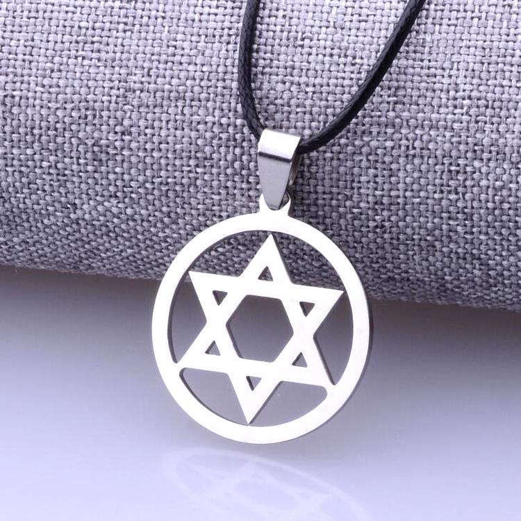 Unisex Trendy Retro Hexagram Necklace: Personalized Titanium Steel Pendant, European  American Sweater Accessory.