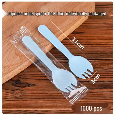 Disposable Blue Plastic Fork & Spoon Set (1000 Count)